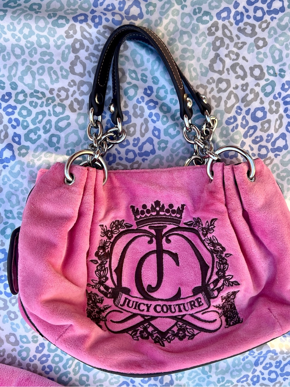 Vintage Pink Juicy Couture Purse Handbag Satchel Bag Velour Y2K